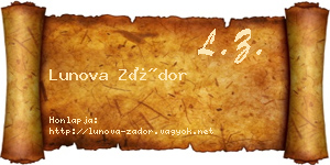 Lunova Zádor névjegykártya